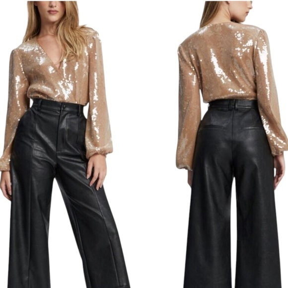 Bardot Verona Sequin Bodysuit NWT in Caramel Women’s Medium New - Picture 8 of 11